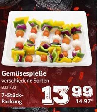 Gemüsespieße verschiedene Sorten 833 732 7-Stück-Packung