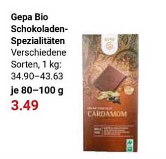 Gepa Bio Schokoladen-Spezialitäten Verschiedene Sorten, 1 kg: 34,90–43,63 je 80–100 g