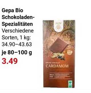 Gepa Bio Schokoladen-Spezialitäten Verschiedene Sorten, 1 kg: 34,90–43,63 je 80–100 g