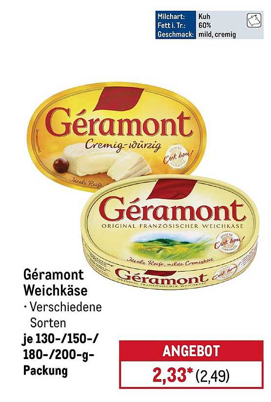 Géramont Weichkäse Verschiedene Sorten je 130-/150-/180-/200-g-Packung