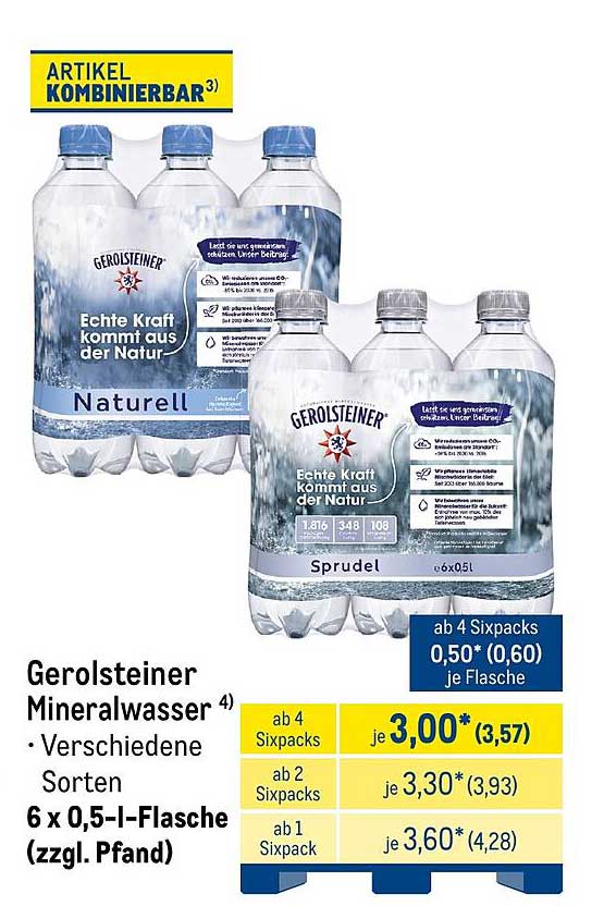 Gerolsteiner Mineralwasser Verschiedene Sorten 6 x 0,5-l-Flasche (zzgl. Pfand)