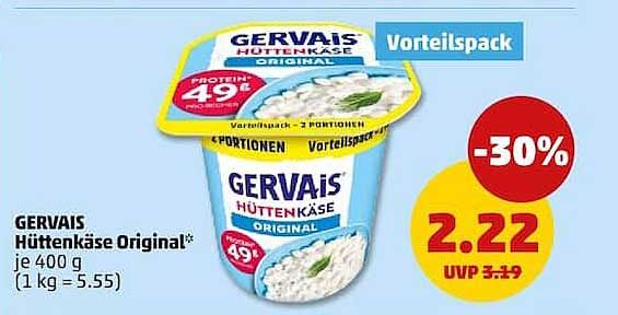 GERVAIS Hüttenkäse Original* je 400 g (1 kg = 5.55)