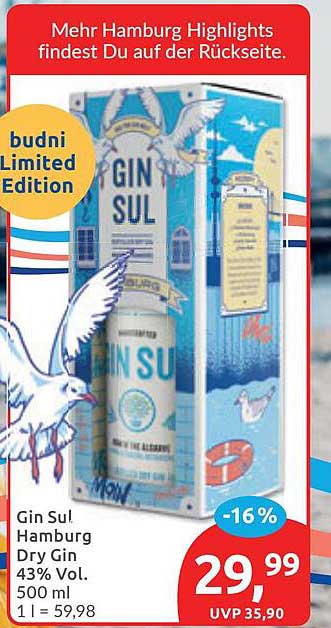 Gin Sul Hamburg Dry Gin 43% Vol. 500 ml