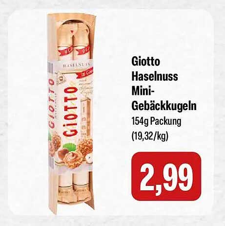 Giotto Haselnuss Mini-Gebäckkugeln 154g Packung (19,32/kg)