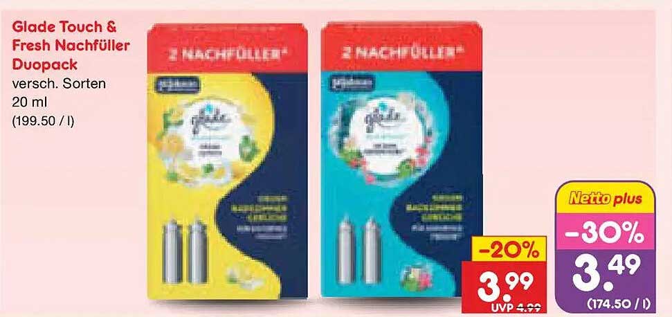 Glade Touch & Fresh Nachfüller Duopack versch. Sorten 20 ml