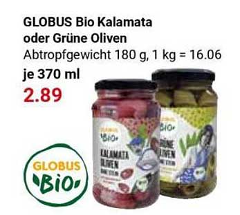 GLOBUS Bio Kalamata oder Grüne Oliven