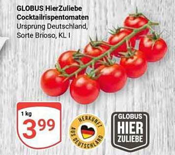 GLOBUS HierZuliebe Cocktailrispentomaten Ursprung Deutschland, Sorte Brioso, KL 1