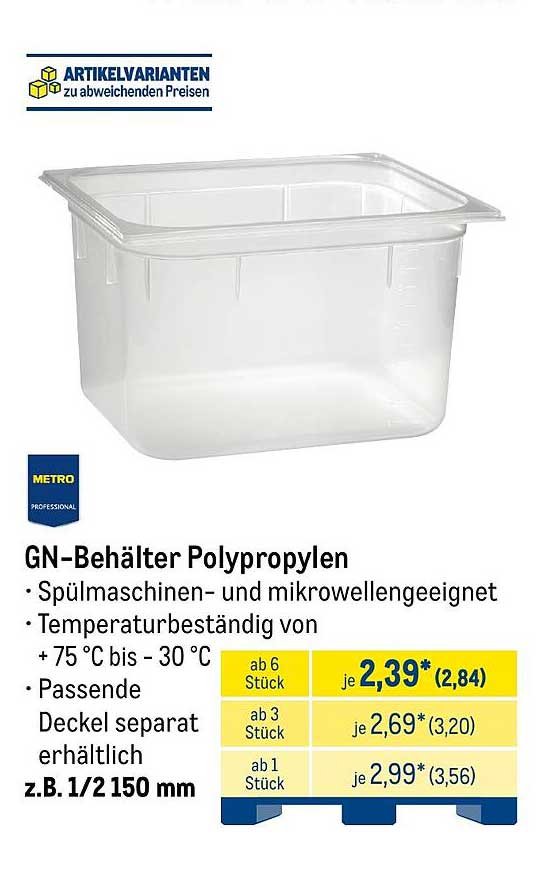 GN-Behälter Polypropylen