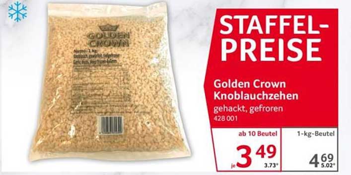 Golden Crown Knoblauchzehen gehackt, gefroren