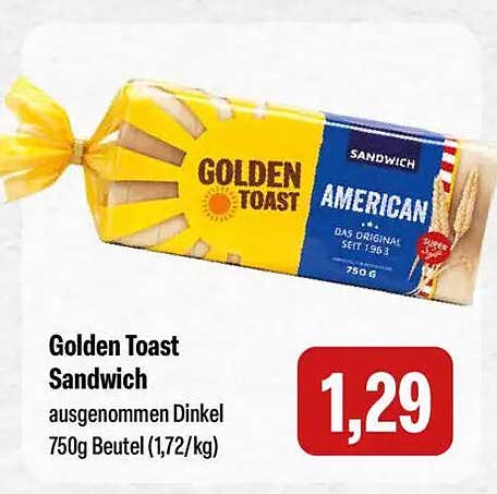 Golden Toast Sandwich ausgenommen Dinkel 750g Beutel (1,72/kg)