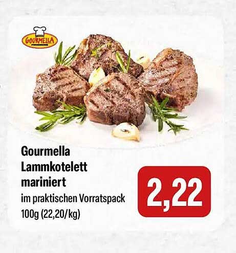 Gourmella Lammkotelett mariniert im praktischen Vorratspack 100g (22,20/kg)