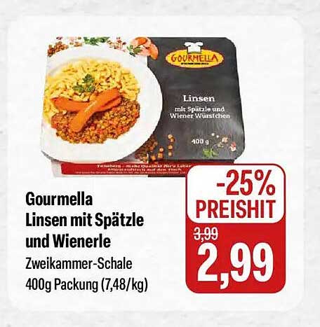 Gourmella Linsen mit Spätzle und Wiener