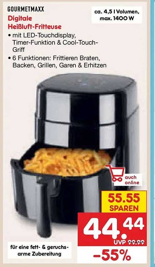 GOURMETMAXX Digitale Heißluft-Fritteuse
