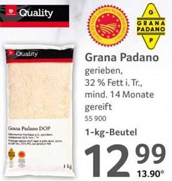 Grana Padano gerieben, 32 % Fett i. Tr., mind. 14 Monate gereift