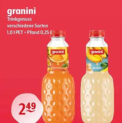 granini Trinkgenuss verschiedene Sorten 1,0 l PET + Pfand 0,25 €