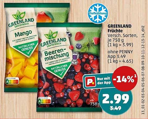 GREENLAND Früchte Versch. Sorten, je 750 g