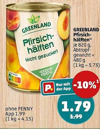 GREENLAND Pfirsich-hälften leicht gezuckert