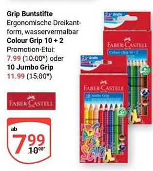 Grip Buntstifte Ergonomische Dreikantform, wasservermalbar Colour Grip 10 + 2 Promotion-Etu