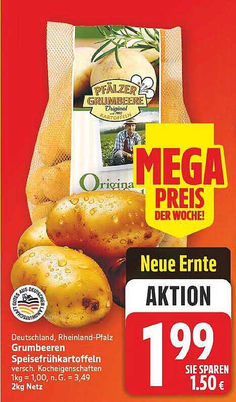 Grumbeeren Speisefrühkartoffeln versch. Kocheigenschaften 2kg Netz