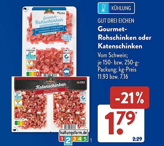 GUT DREI EICHEN Gourmet-Rohschinken oder Katenschinken
