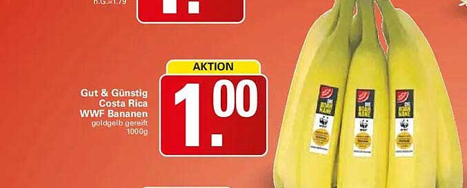 Gut & Günstig Costa Rica WWF Bananen goldgelb gereift 1000g