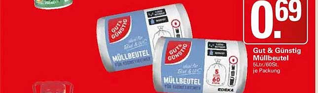 Gut & Günstig Müllbeutel 5Ltr./60St. je Packung