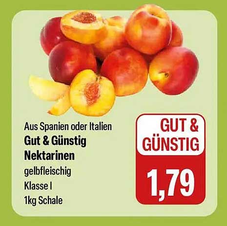 Gut & Günstig Nektarinen gelbfleischig Klasse I 1kg Schale
