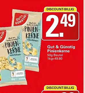 Gut & Günstig Pinienkerne 50g Beutel 1kg=49,80