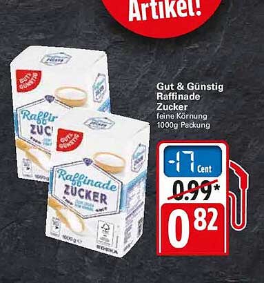 Gut & Günstig Raffinade Zucker feine Körnung 1000g Packung