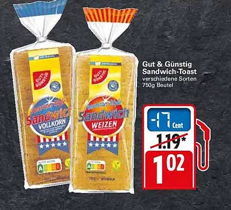 Gut & Günstig Sandwich-Toast verschiedene Sorten 750g Beutel