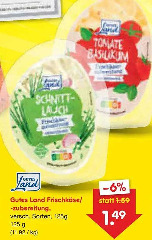 Gutes Land Frischkäse/-zubereitung, versch. Sorten, 125g