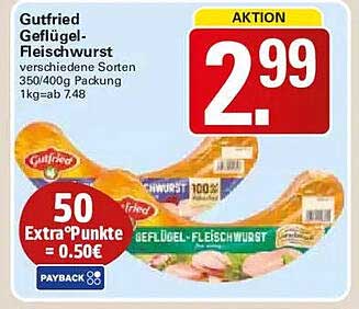 Gutfried Geflügel-Fleischwurst verschiedene Sorten 350/400g Packung 1kg ab 7.48