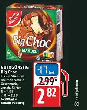 GUT&GÜNSTIG Big Choc Eis am Stiel, mit Bourbon-Vanille-Geschmack, versch. Sorten