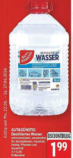 GUT&GÜNSTIG Destilliertes Wasser