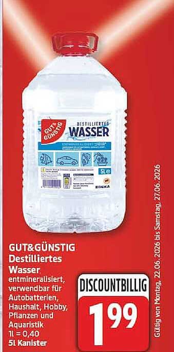 GUT&GÜNSTIG Destilliertes Wasser