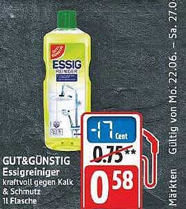 GUT&GÜNSTIG Essigreiniger kraftvoll gegen Kalk & Schmutz 1 Flasche