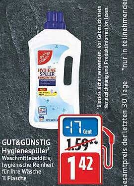 GUT&GÜNSTIG Hygienespüler Waschmitteladditiv hygienische Reinheit für Ihre Wäsche 1 Flasche