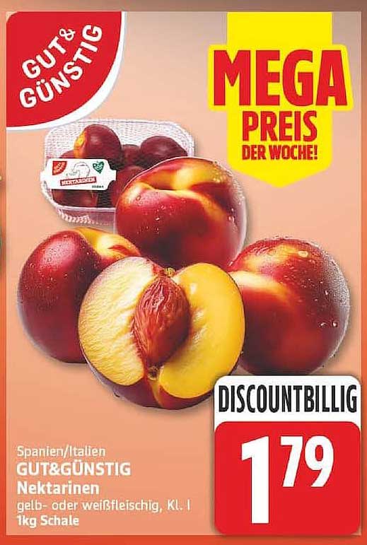 GUT&GÜNSTIG Nektarinen gelb- oder weißfleischig, Kl. I 1kg Schale
