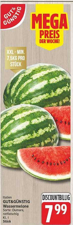 GUT&GÜNSTIG Wassermelone Sorte: Dumara, vollreif, Kl. I Stück