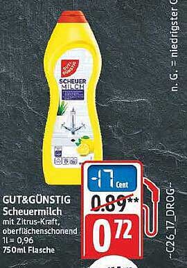 GUT&GÜNSTIGE Scheuermilch mit Zitrusfrisch-Duft, oberflächenschonend 1l = 0,96 750ml Flasche