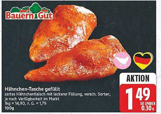 Hähnchen-Tasche gefüllt
