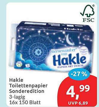 Hakle Toilettenpapier Sondereition 3-lagig 16x 150 Blatt