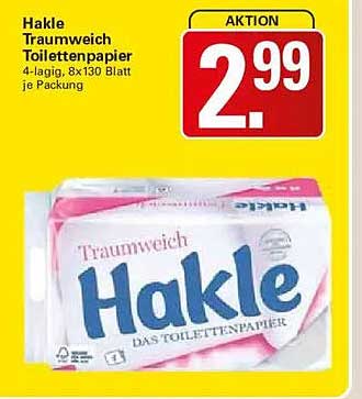 Hakle Traumweich Toilettenpapier 4-lagig, 8x130 Blatt je Packung