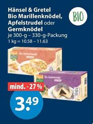 Hänsel & Gretel Bio Marillenknödel, Apfelstrudel oder Germknödel