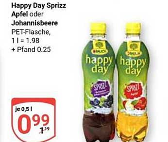 Happy Day Sprizz Apfel oder Johannisbeere PET-Flasche, 1 l = 1.98 + Pfand 0.25