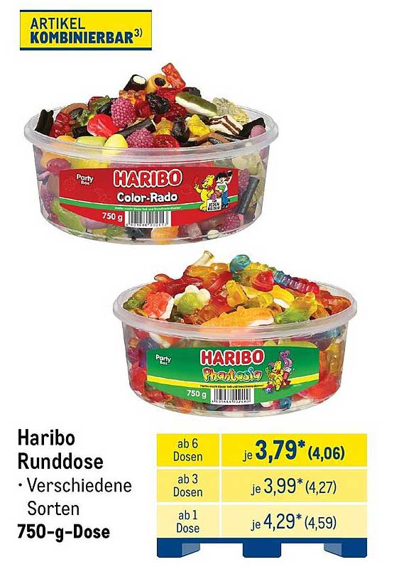 Haribo Runddose • Verschiedene Sorten 750-g-Dose