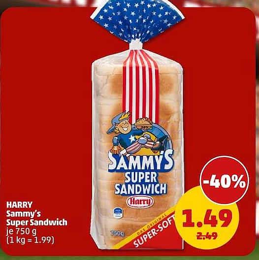 HARRY Sammy's Super Sandwich je 750 g (1 kg = 1.99)