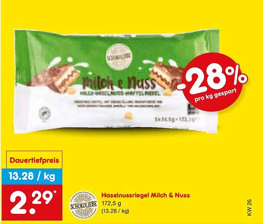 Haselnussriegel Milch & Nuss