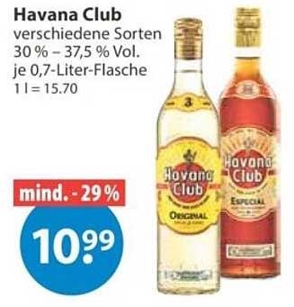 Havana Club verschiedene Sorten 30 % – 37,5 % Vol. je 0,7-Liter-Flasche 1 l = 15.70