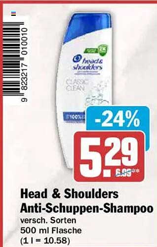 Head & Shoulders Anti-Schuppen-Shampoo versch. Sorten 500 ml Flasche (1 l = 10.58)